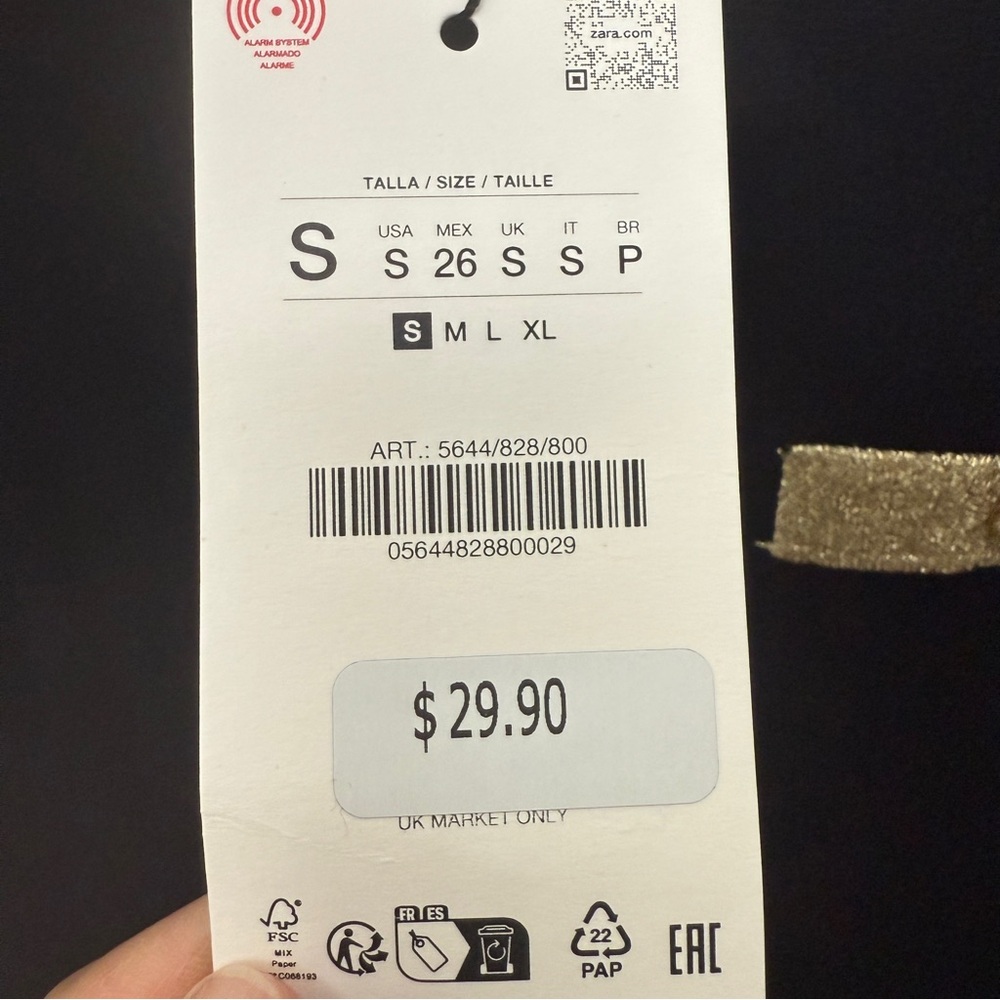 Zara metallic thread T-shirt size S new with tags - Picture 4 of 5